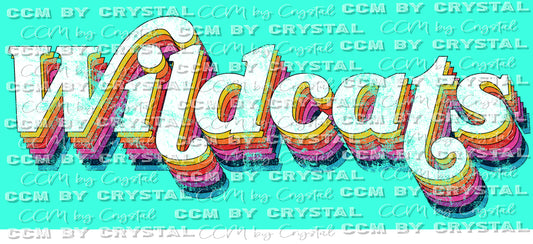 Wildcats Grunge Distressed Colorful Retro Mascot Ready to Press Transfer