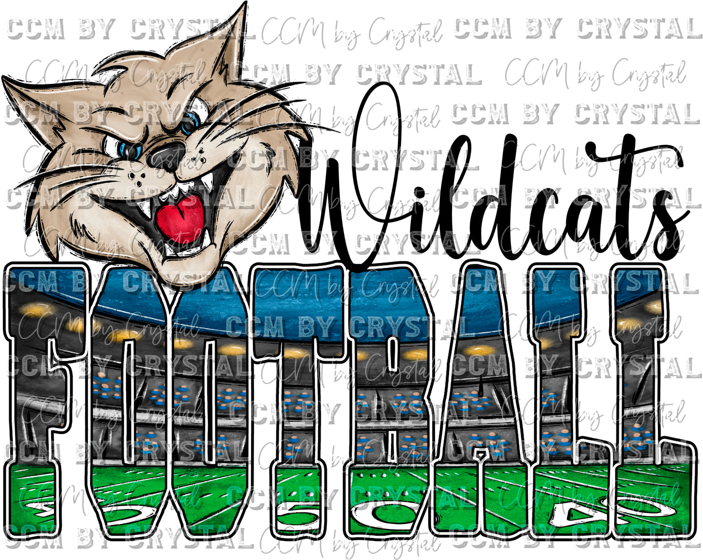 Wildcats Football Stadium Mascot PNG Digital File ONLY