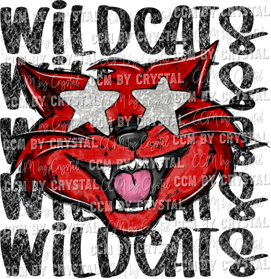 Wildcats Red and Silver Mascot Ready to Press Transfer