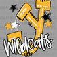 Y Wildcats Yellow Mascot Ready to Press DTF Transfers Sublimation Transfers