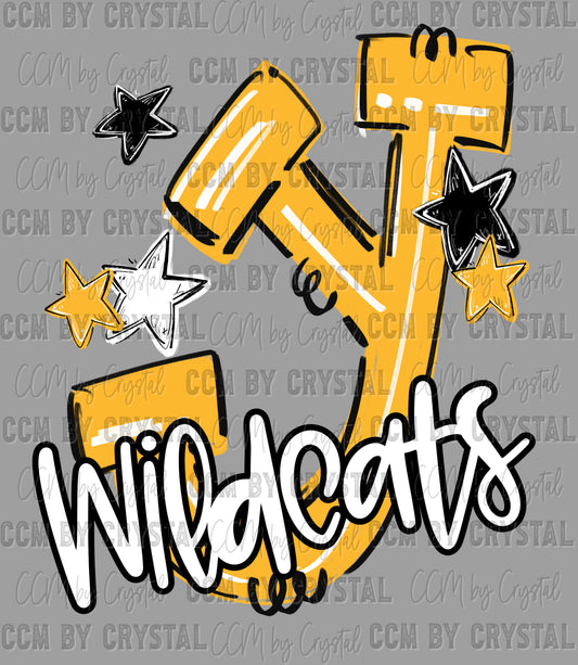 Y Wildcats Yellow Mascot Ready to Press DTF Transfers Sublimation Transfers