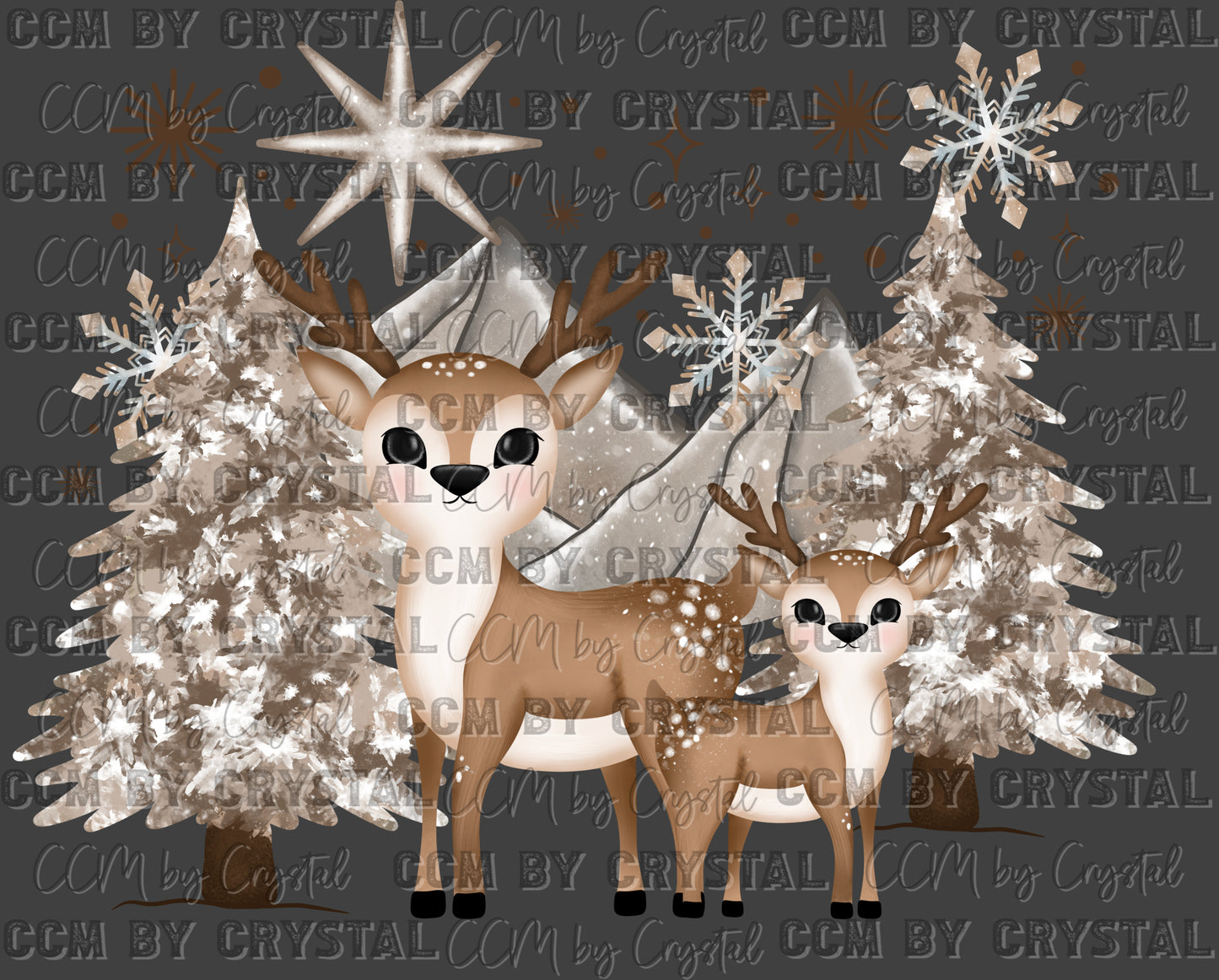Winter Deer Christmas Ready to Press Transfer DTF Transfer Sublimation Transfer