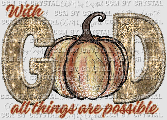 With God Faux Sequins Faux Embroidery Ready to Press Transfer