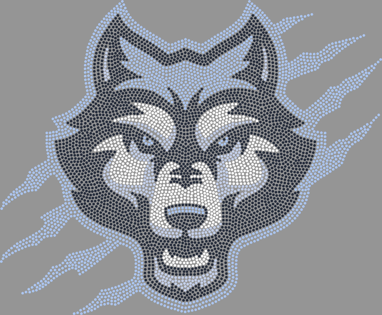 Wolf Face with Claw marks Approximately 11" Spangle Transfer