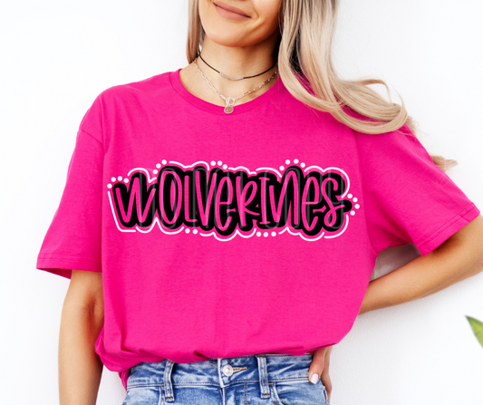 Wolverines Doodle Mascot Ready to Press Transfer DTF Transfer Sublimation Transfer