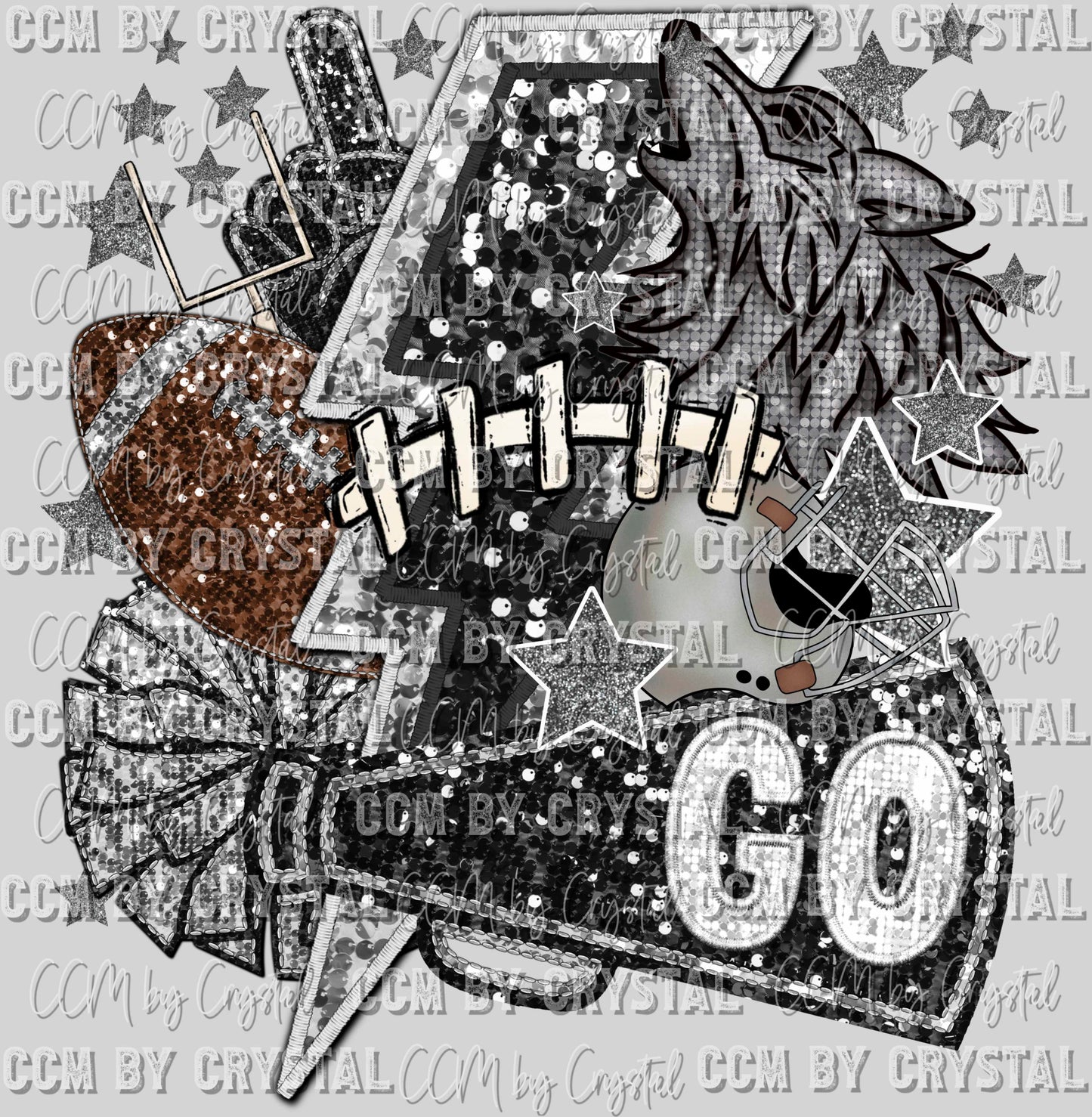 Wolves Football Faux Sequins Faux Embroidery Ready to Press Transfer