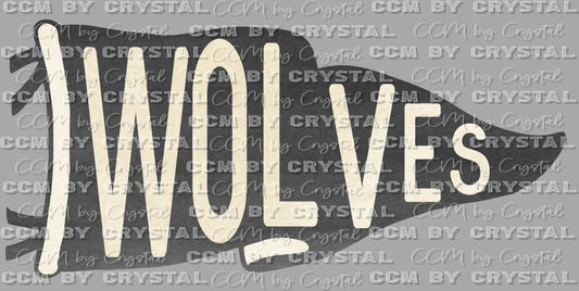 Wolves Pennant Mascot Ready to Press Transfer DTF Transfer Sublimation Transfer