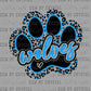 Wolves Paw Blue Ready to Press Instant Peel DTF Transfers Sublimation Transfers