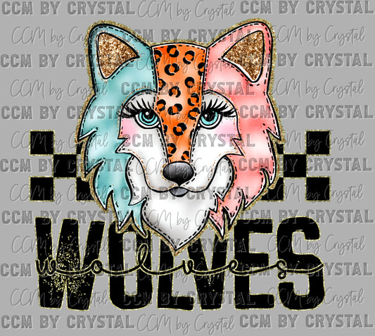 Wolves Cartoon Mascot Ready to Press Transfer DTF Transfer Sublimation Transfer