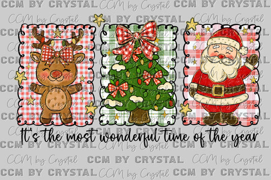 Christmas Tree Dark Pink Green Faux GlitterReady to Press Instant Peel DTF Transfers Sublimation Transfers (Copy)