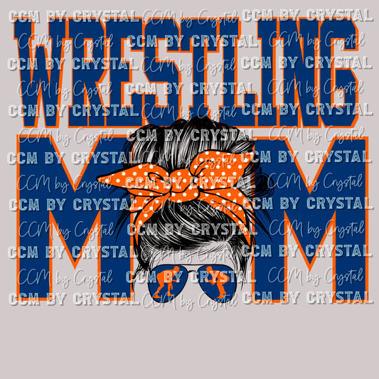 Wrestling Mom Messy Blue and Orange Ready to Press Transfer