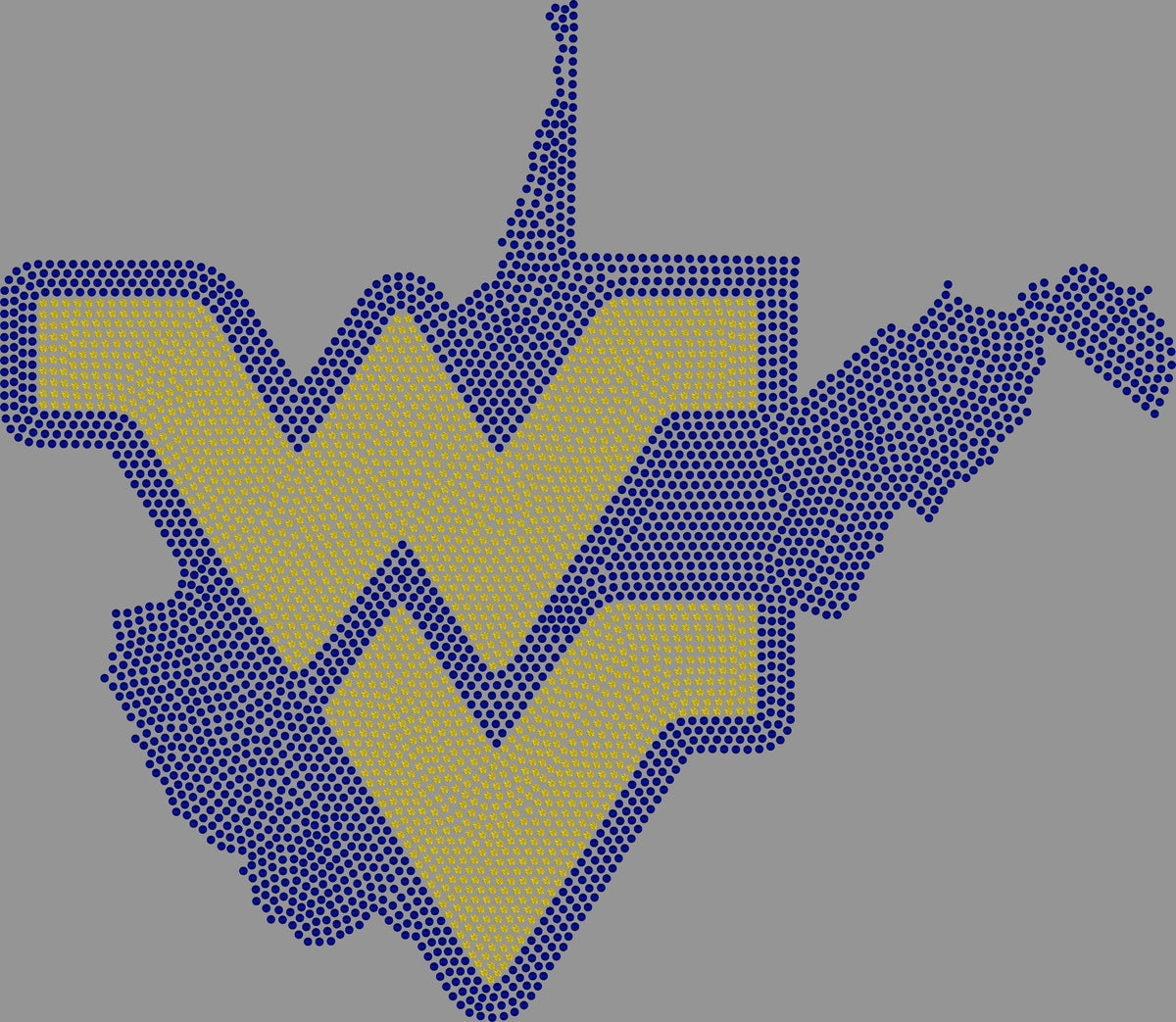 West Virginia WV 2-Color Approximately 11" wide Spangle Transfer