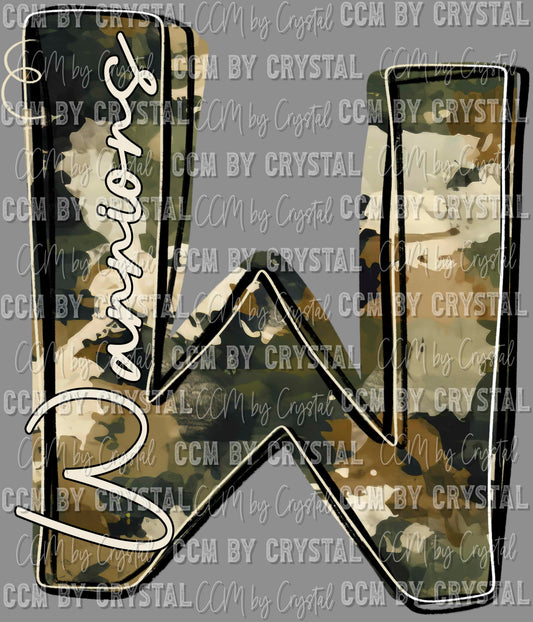 W Warriors Camo Whimsy Ready to Press DTF Transfers