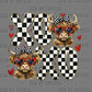 XoXo Highland Cow Flames Valentine Day Ready to Press DTF Transfers Sublimation Transfers