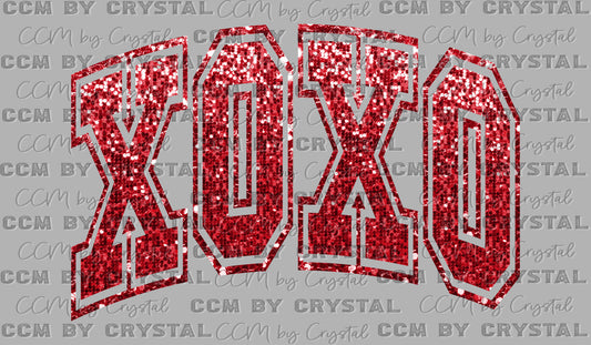 Xoxo Valentines Day Faux Glitter Ready to Press Instant Peel DTF Transfers Sublimation Transfers