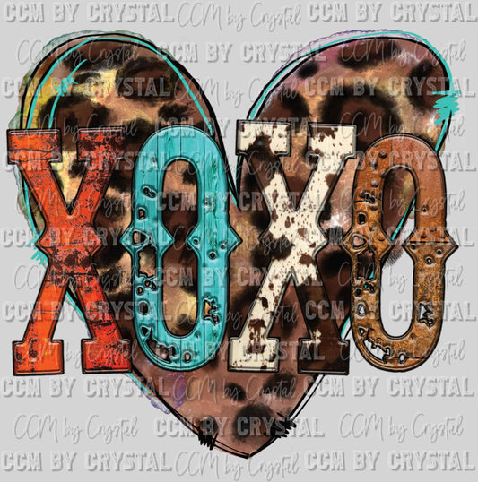 XOXO Heart Valentine Western Ready to Press Transfer