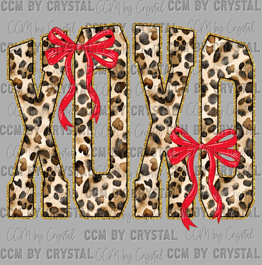 Leopard XOXO Valentines Faux Glitter Day Ready to Press DTF Transfers Sublimation Transfers