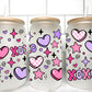 Girly Hearts XoXo UV Transfer 16oz Libby Glass Can Wrap Ready to Apply