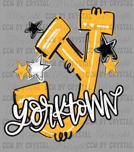 Y Yorktown Yellow Mascot Ready to Press DTF Transfers Sublimation Transfers