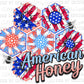 American Honey Red White and Blue Honeycomb Ready to Press Transfer