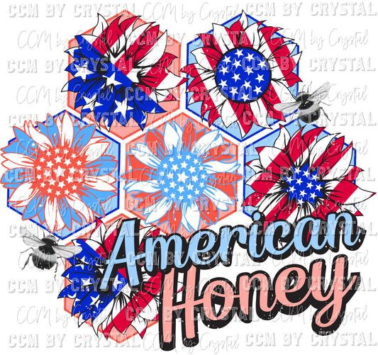 American Honey Red White and Blue Honeycomb Ready to Press Transfer