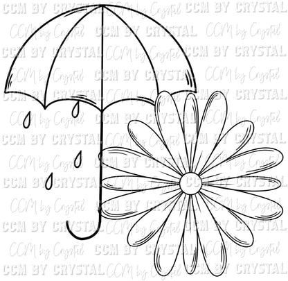 April Showers Bring May Flowers Pocket Ready to Press Transfer