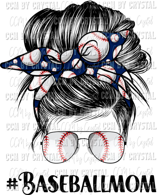 Messy Bun Baseball Mom Ready to Press Transfer