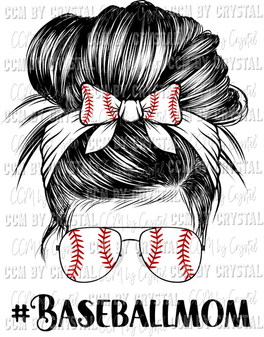 Messy Bun Baseball Mom Ready to Press Transfer