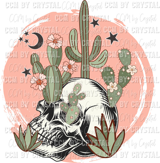 Cactus Skull BOHO Ready to Press Transfer