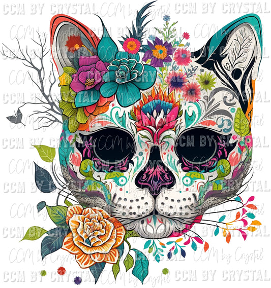 Cat Sugar Skull Ready to Press Transfer