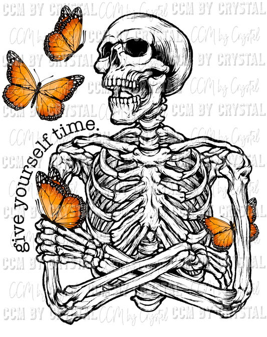 Give Yourself Time Skellie Butterflies Ready to Press Transfer