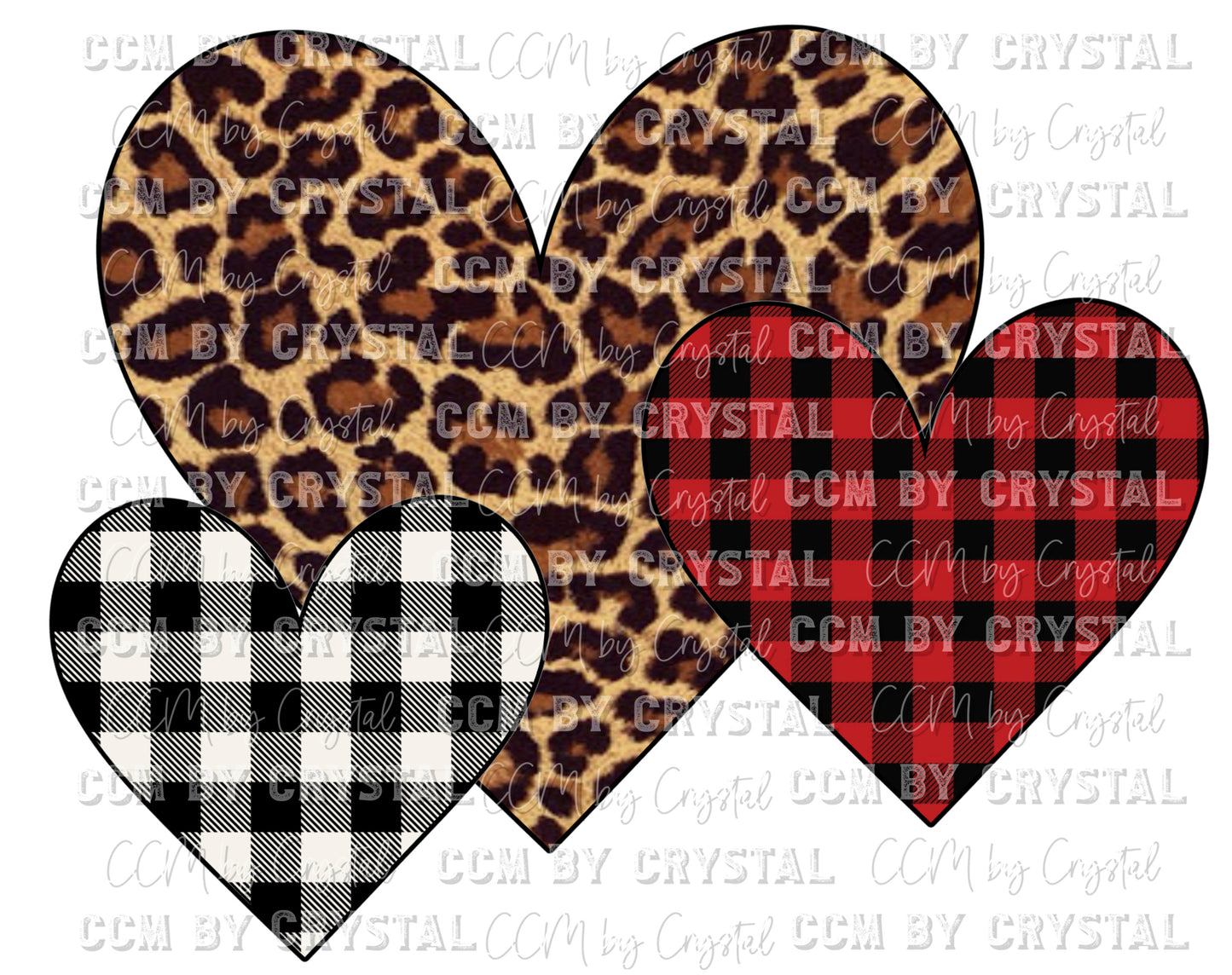 Buffalo Plaid and Leopard Hearts Valentine's Day Ready to Press Transfer