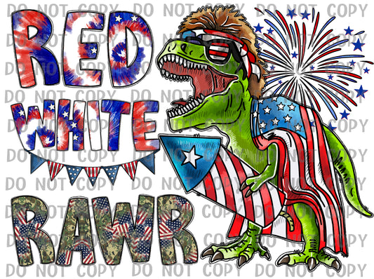 Red White Rawr Dinosaur