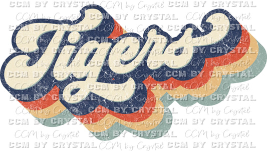 Tigers Retro Mascot Sports Ready to Press Transfer
