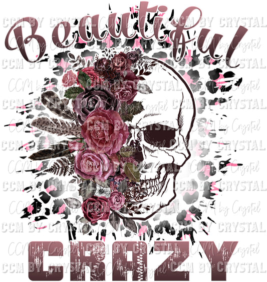 Beautiful Crazy Skeleton Floral Ready to Press Transfer