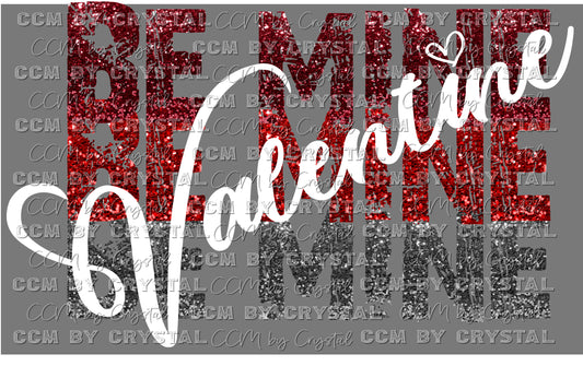 Be Mine Valentine Glitter Grunge Valentine's Day PNG Digital Download