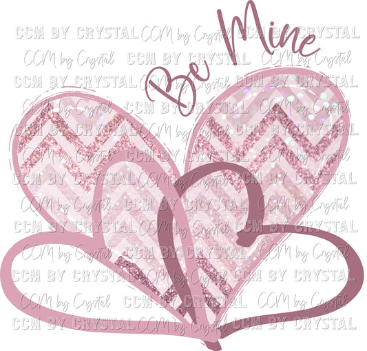 Be Mine Chevron Hearts Valentine's Day PNG Digital Download
