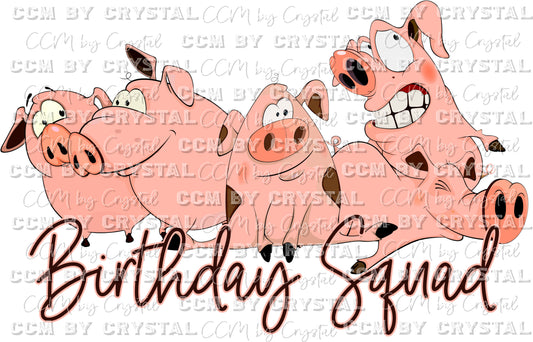 Birthday Squad Pigs PNG Digital Download