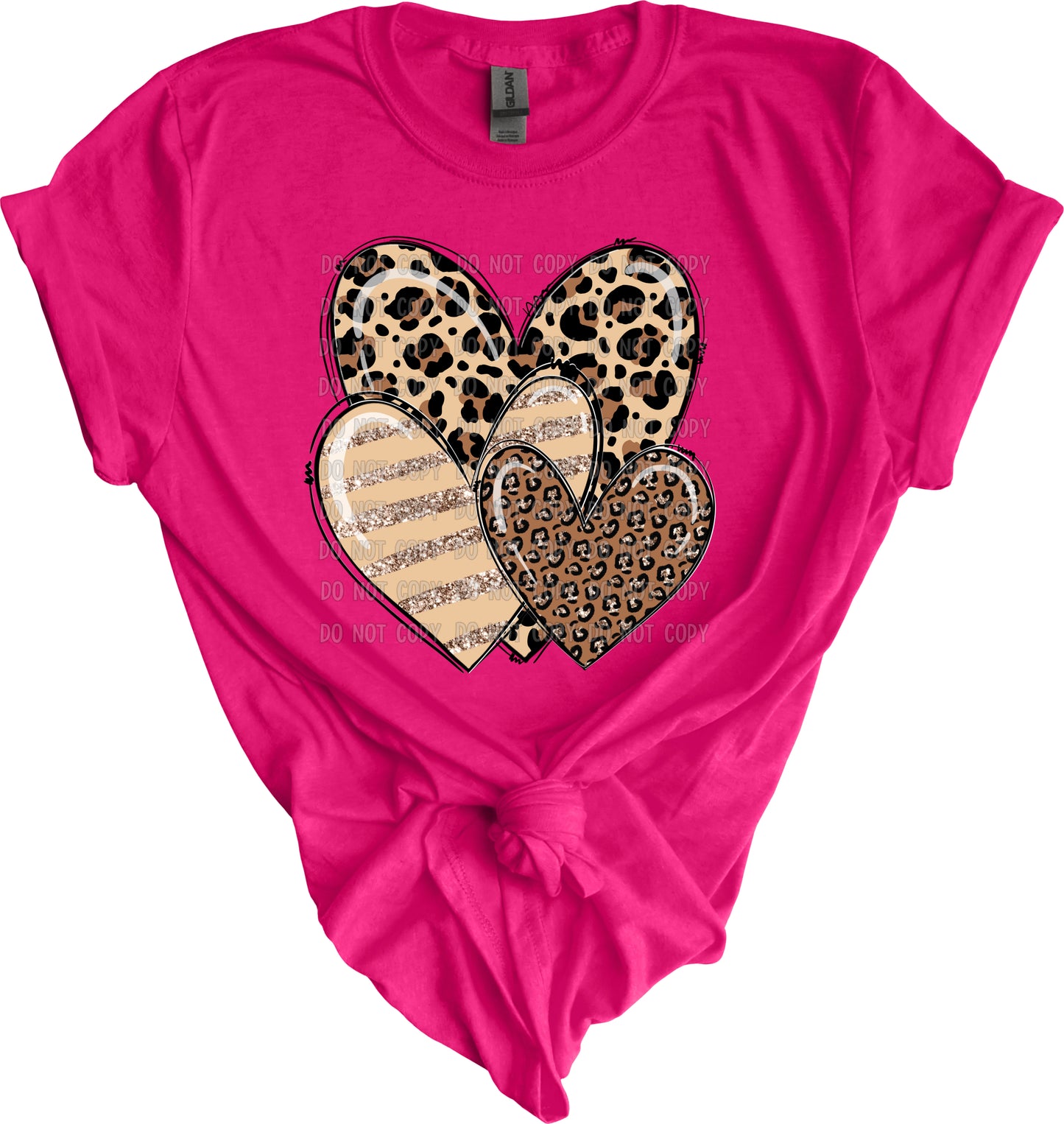 Leopard Glitter Hearts Neutral Colors Ready to Press Transfer