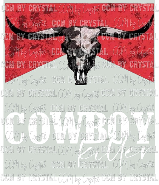 Cowboy Killer White Letters Ready to Press Transfer