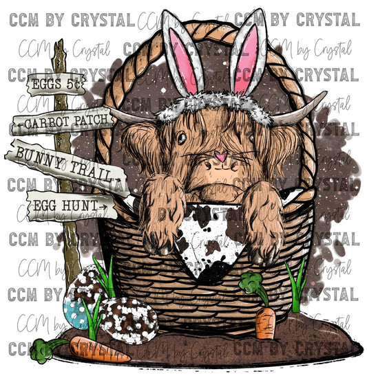 Highland Cow Bunny Ready to Press Transfer