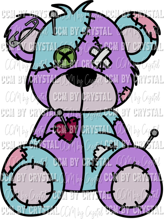 Cute Creepy Teddy Bear Ready to Press Transfer