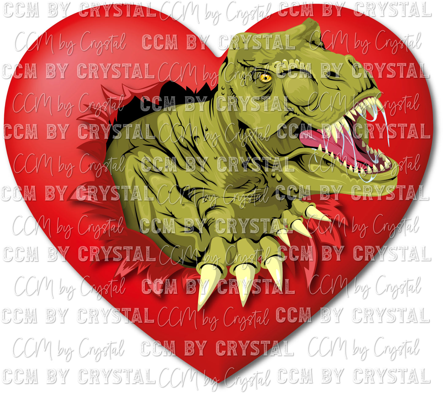 Dinosaur T-Rex Heart Valentine's Day Ready to Press Transfer