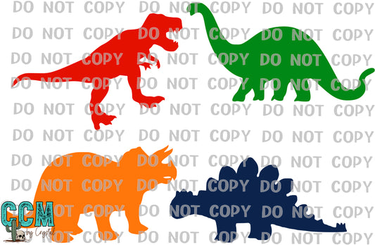 Dinosaur Track and Silhouettes SVG