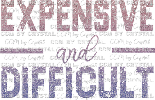 Expensive and Difficult Pink to Purple Ombre Glitter Distressed Ready to Press Transfer