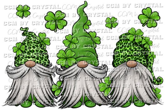 Gnomes St. Patrick's Day Four Leaf Clover Ready to Press Transfer