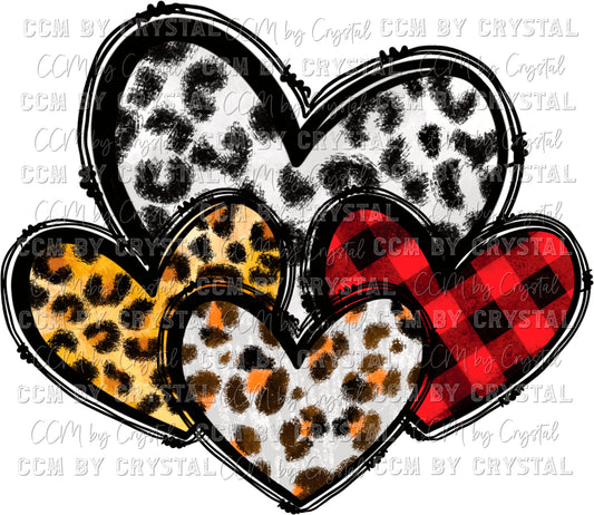 Leopard buffalo Plaid Hearts Valentine's Day Ready to Press Transfer