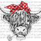 Highland Cow with Flower Ready to Press Transfer