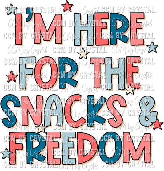 I'm Here for the Snacks and Freedom 4th of July Ready to Press Transfer