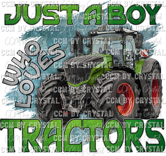 Just a Boy Who Loves Tractors Ready to Press Transfer